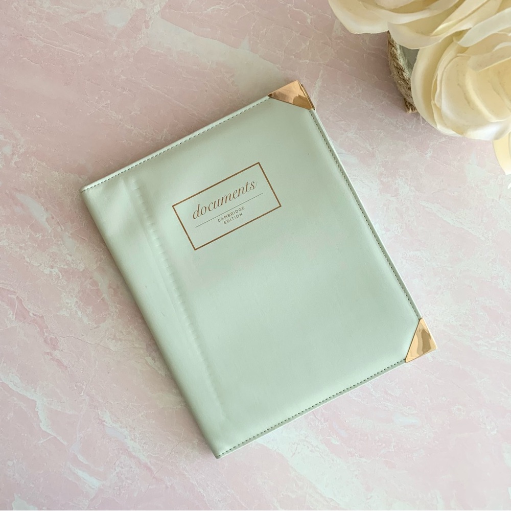 Cambridge Mint Green Mini Portfolio Document Holder with Gold Accents